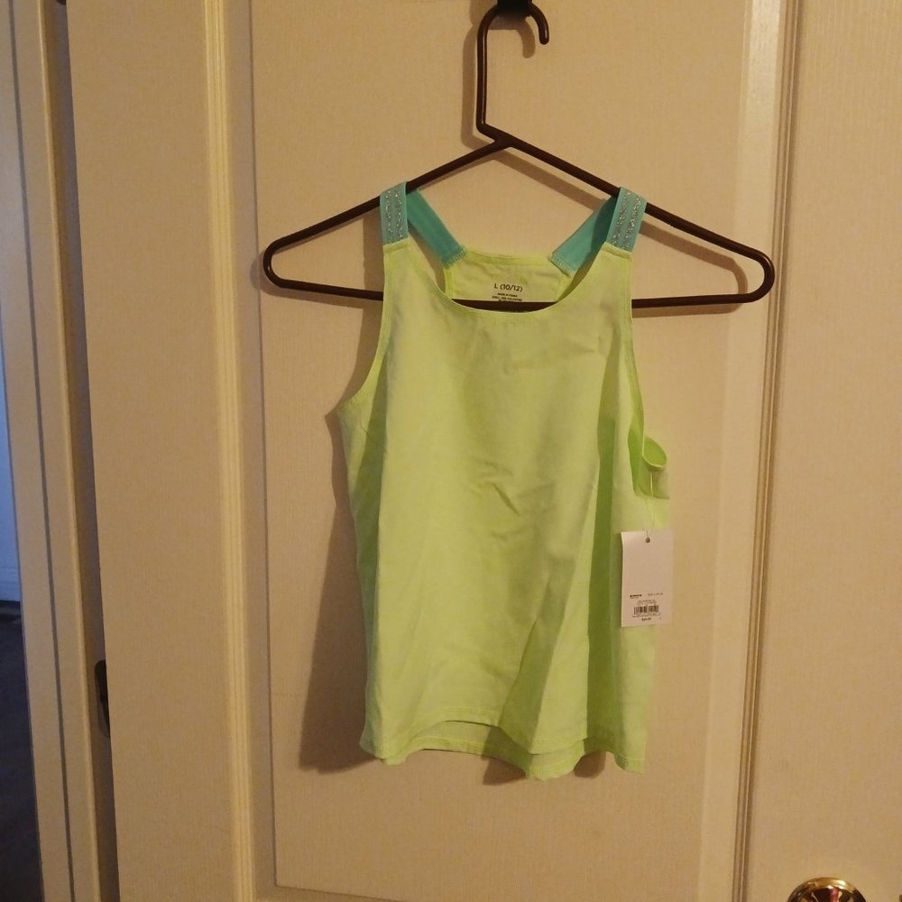 NWT Girls Tekgear light green racerback tank top - Size L (10/12)